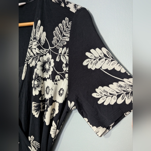 Part Two Women's M Floral Midi Black Wrap Dress Feminine Boho - Picture 3 of 9